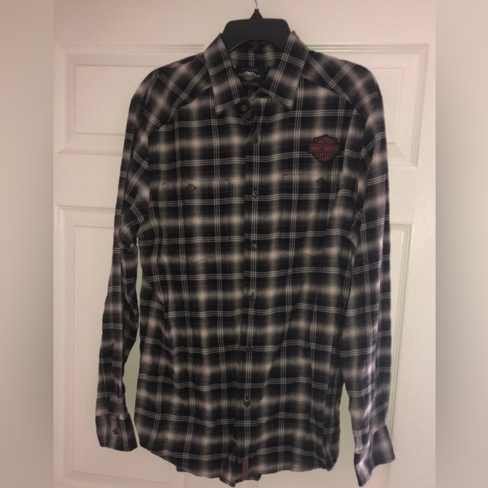 Harley-Davidson Black Plaid Men's Shirt